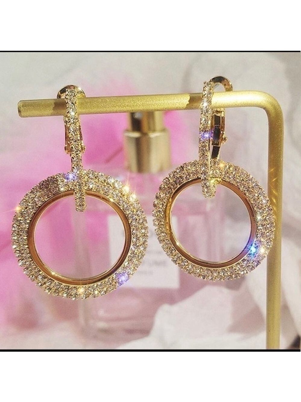 Gold Plated Crystal Hoop Earrings - Picture 6 of 9